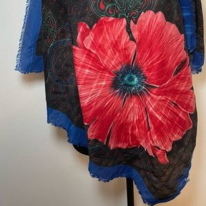 Red hibiscus flower scarf
